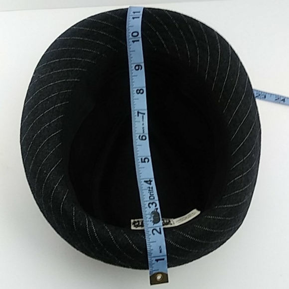 GRANULE GRAY PINSTRIPE WOOL BLEND FEDORA HAT - Picture 13 of 14